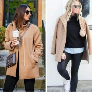 J.Crew City Coat Tan Camel Wool Blend Blogger Favorite